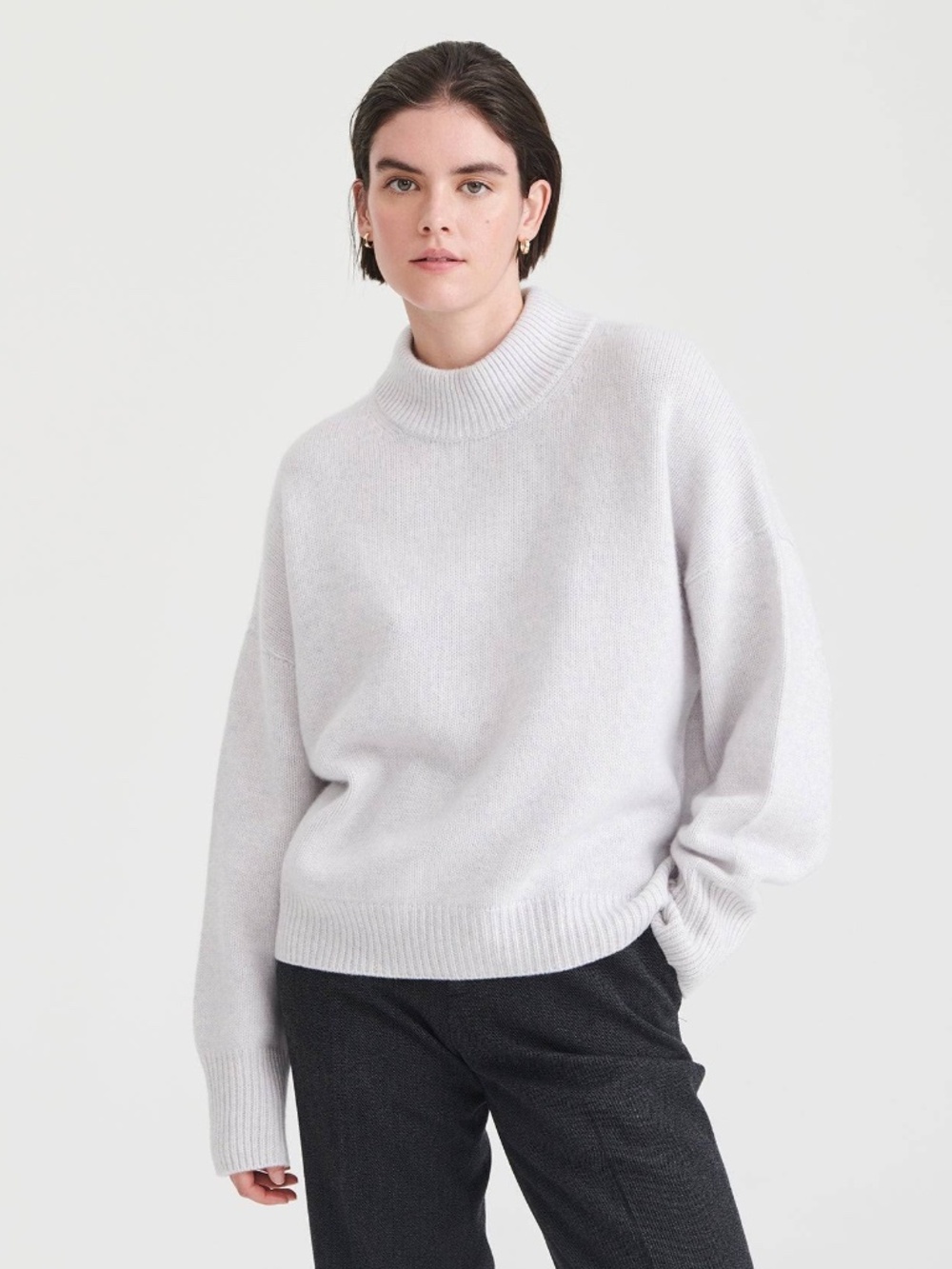 NAADAM Super Luxe Cashmere Mock Neck Sweater Frost Gray - XL
